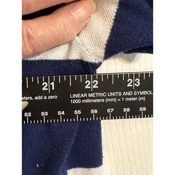 Chaps by Ralph Lauren Men’s Polo Golf 2 Button Shirt Size XL Navy White Stripe - Picture 5 of 10